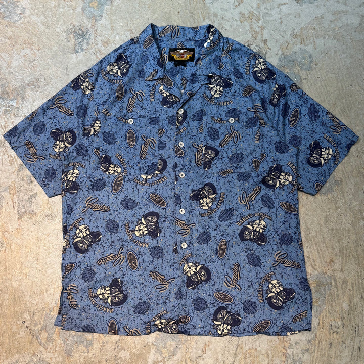旧衣服Harley-Davldson/哈雷戴维森/短袖衬衫/翻领/尺寸M