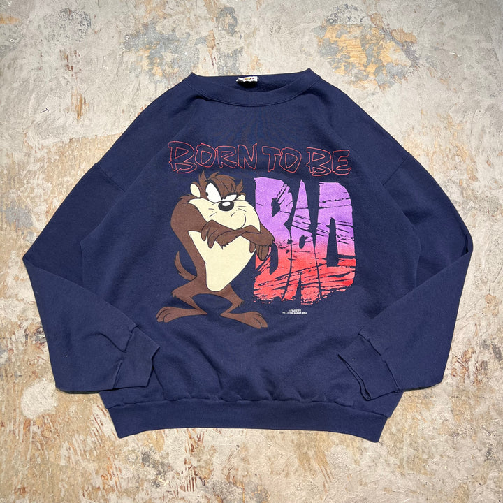 #3960 古着 AN OFFICIAL LOONEY TUNES PRODUCT/Crew neck sweat/クルーネックスウェット/BORN TO BE/サイズXL相当