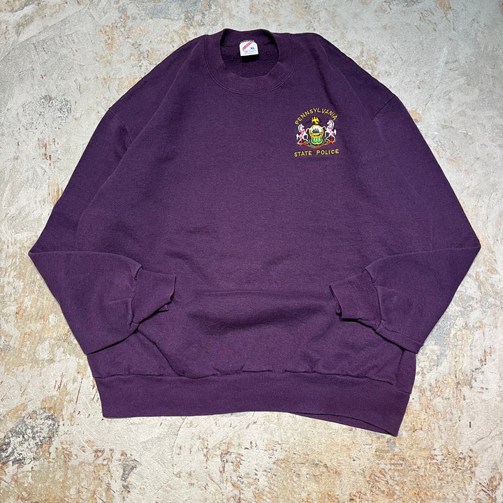 #4082 古着 80's~ JERZEES/ジャージーズ/Crew neck Sweat/クルーネックスウェット/PENNSYLVANIA STATE POLICE/ペンシルベニア州警察/MADE IN USA/企業系/サイズXL