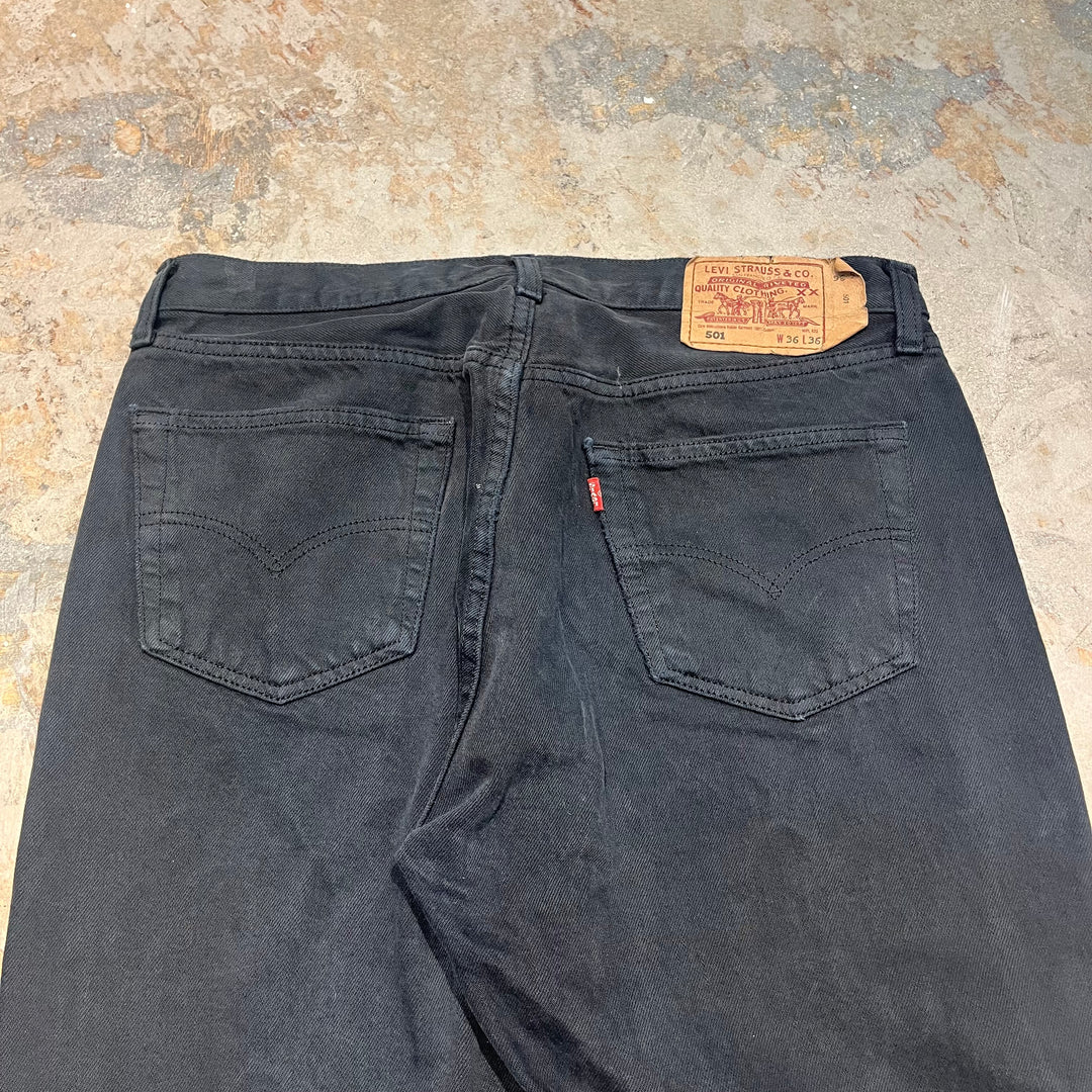 #4437 古着 Levi's/リーバイス/Black Denim Pants/ブラックデニムパンツ/501/MADE IN Spain/サイズ36×36