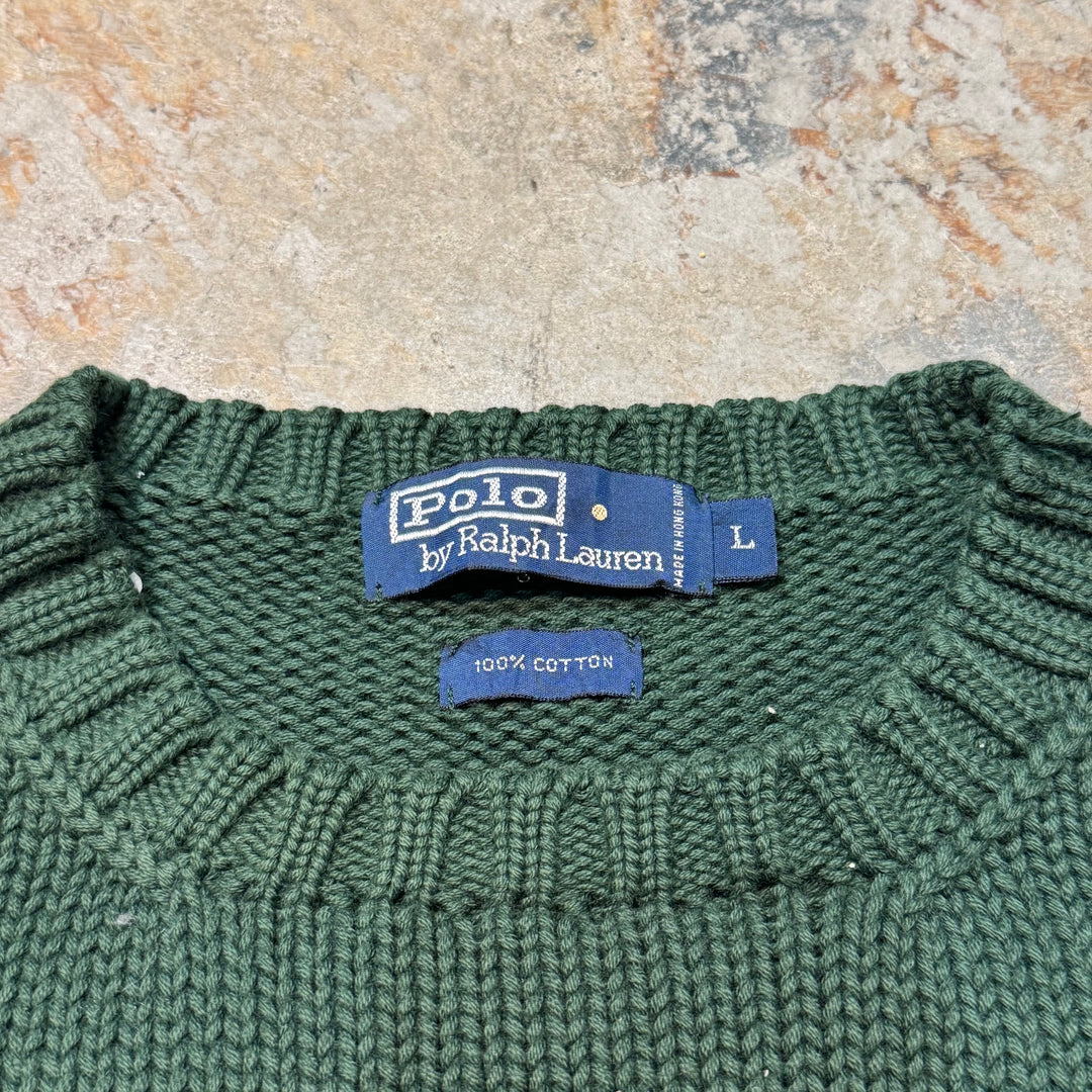 古着 POLO by Ralph Lauren/ ポロ バイ ラルフローレン/  クルーネックニットセーター/アメリカ国旗/ サイズL