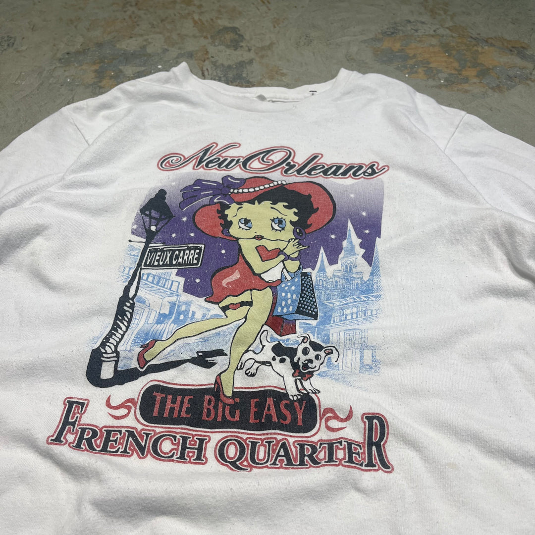 古着 90's ベティ･ブープ/ニューオーリンズ/フレンチクォーター /ヴィンテージ シングルステッチプリントTシャツ/サイズL相当