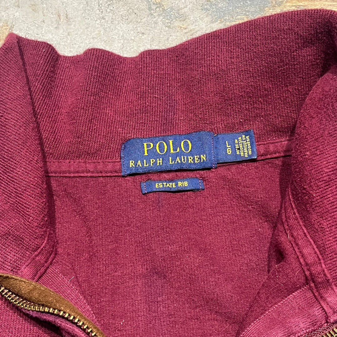 #3892 古着 POLO by Ralph Lauren/ポロバイラルフローレン/Cotton Knit Half Zip Sweaterコットンニットハーフジップ/ESTATE RIB/サイズL