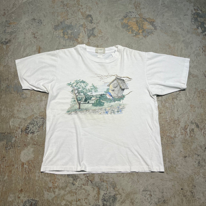 古着 USA製 90's USAVINTAGE / northern reflections / アート / ヴィンテージ シングルステッチ プリントTシャツ/サイズXL相当