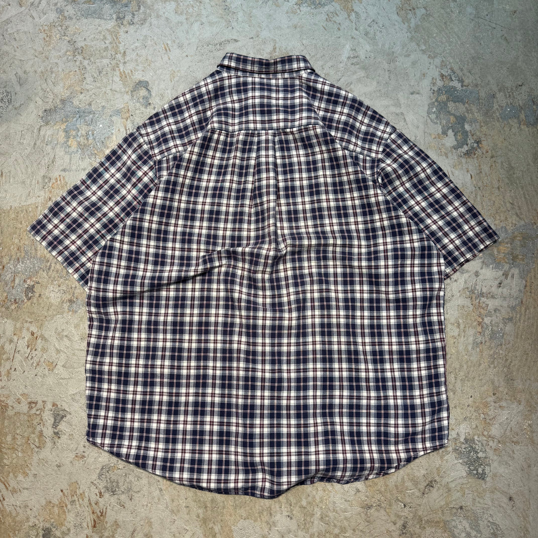 古着 EDDIE BAUER/ エディバウアー/ チェック柄/ ボタンダウン半袖シャツ/サイズL