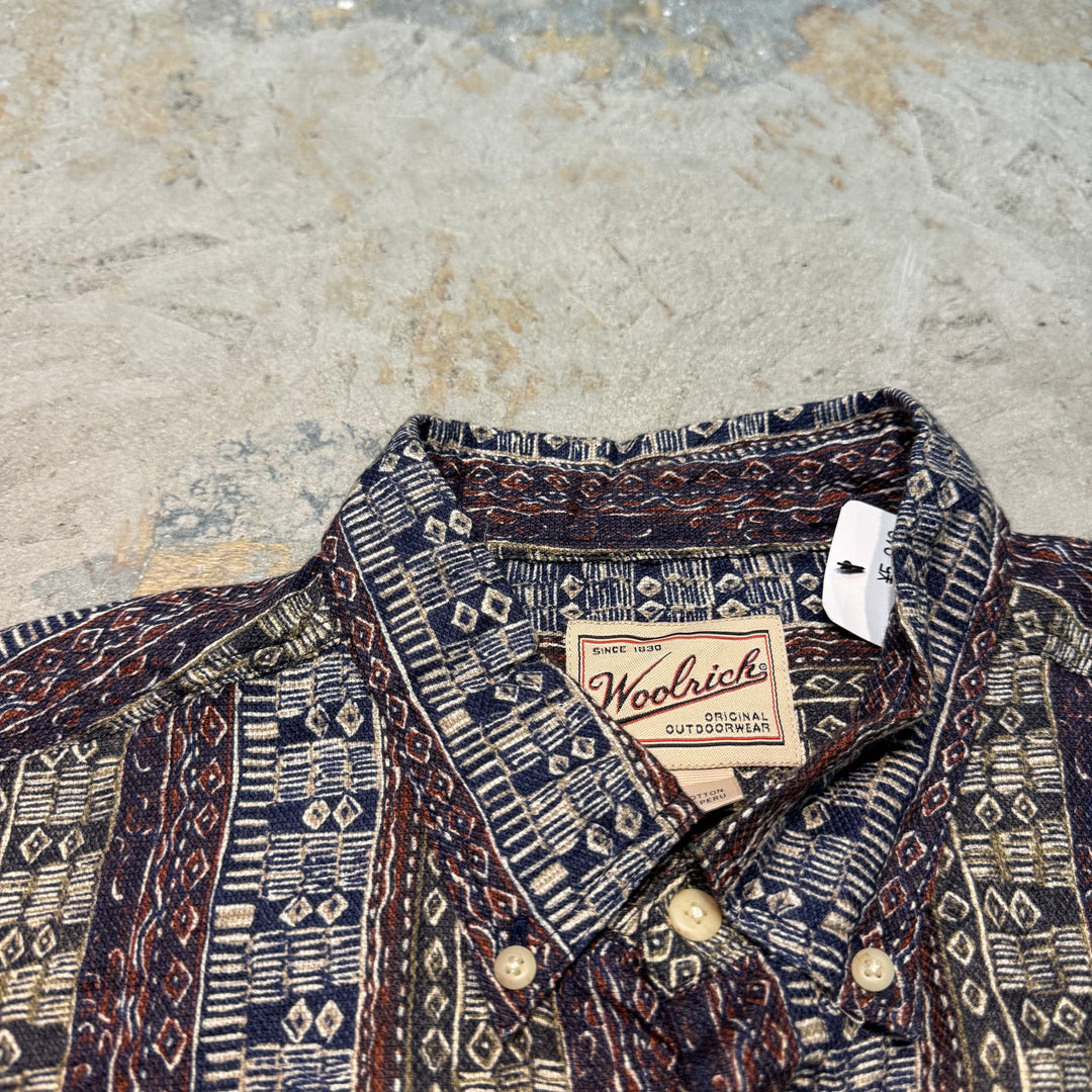旧衣服Woolrich/羊毛rich/扣式短袖衬衫/总花样/尺寸L