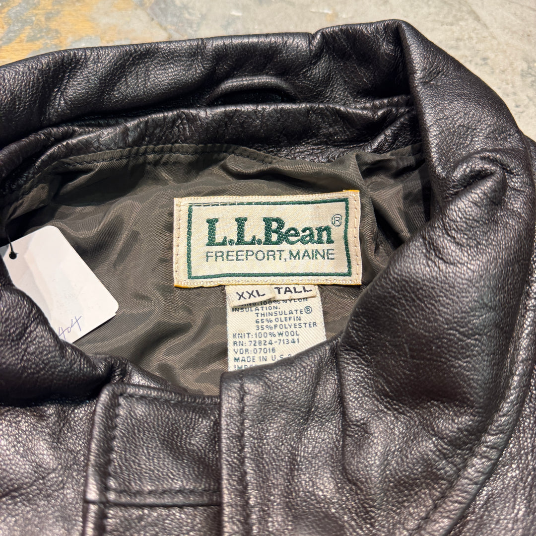 古着 USA製 80's L.L.Bean/エルエルビーン/ジップアップレザージャケット/ サイズXXL