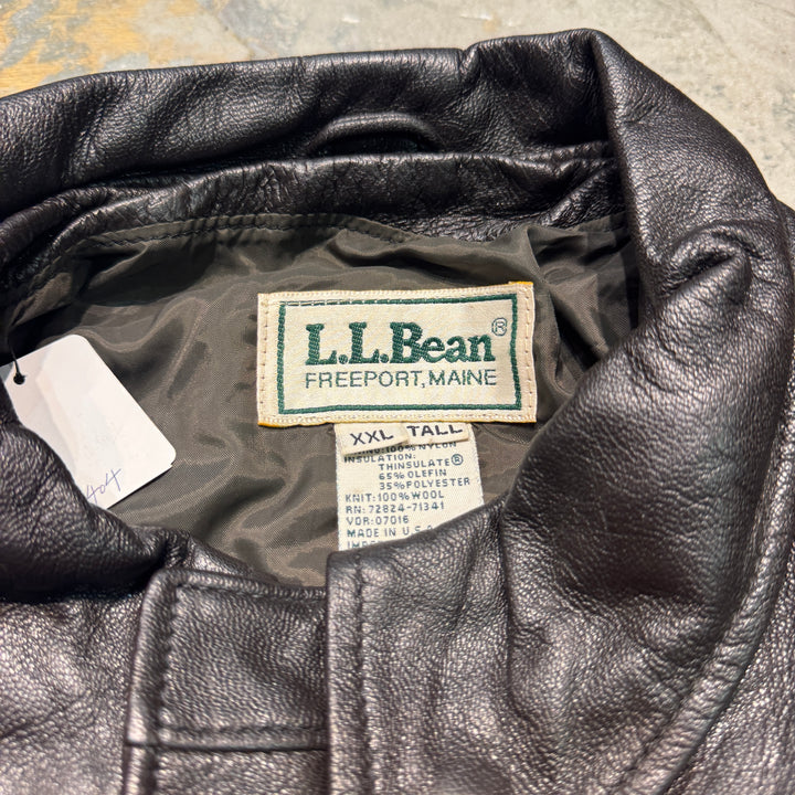 古着 USA製 80's L.L.Bean/エルエルビーン/ジップアップレザージャケット/ サイズXXL