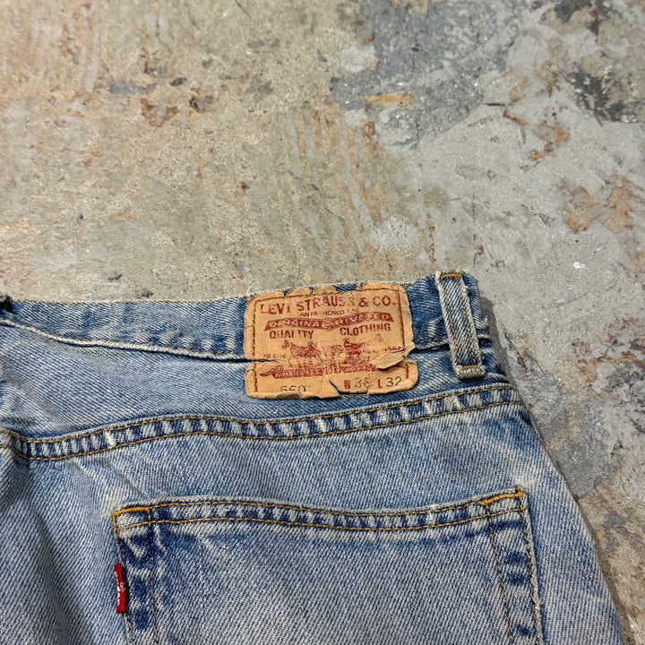 二手衣服Levis 560咖啡染料 /咖啡染料 /損壞牛仔布 /損壞牛仔布 /實際尺寸35 x 31