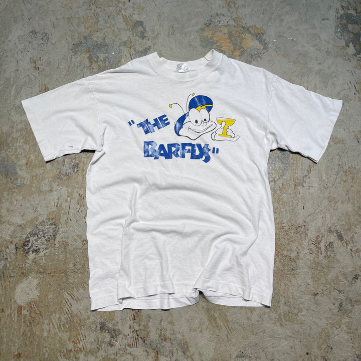 古着 USA製 90's フルーツオブザルーム/"THE BARFLYS"/ヴィンテージ シングルステッチ プリントTシャツ/サイズL