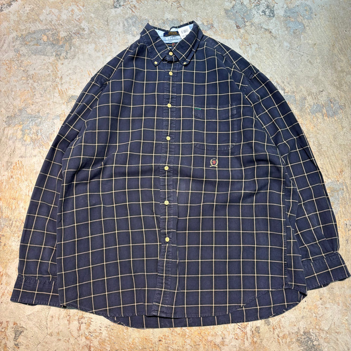古着 Tommy HILFIGER/ トミーヒルフィガー/ ボタンダウン長袖シャツ/ チェック/ サイズXL