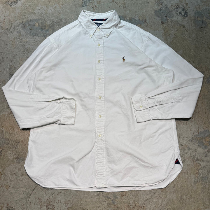 古着 POLO by Ralph Lauren/ ラルフ ローレン/ ボタンダウン長袖シャツ/ 無地/ サイズXL