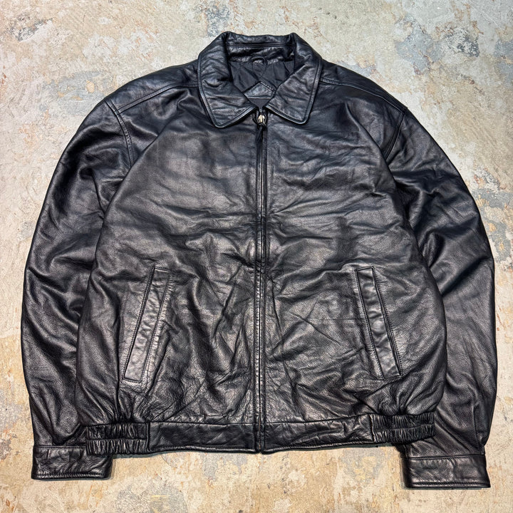 古着 CROFT&BARROW/ クラフトアンドバロウ/ ジップアップレザージャケット/ サイズL