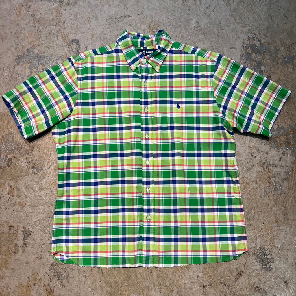 古着 ラルフローレン Ralph Lauren POLO by Ralph Lauren チェック柄 半袖 ボタンダウンシャツ メンズM相当 /eaa544888 古着 Ralph Lauren/ ラルフ ローレン/ ボタンダウン半袖シャツ