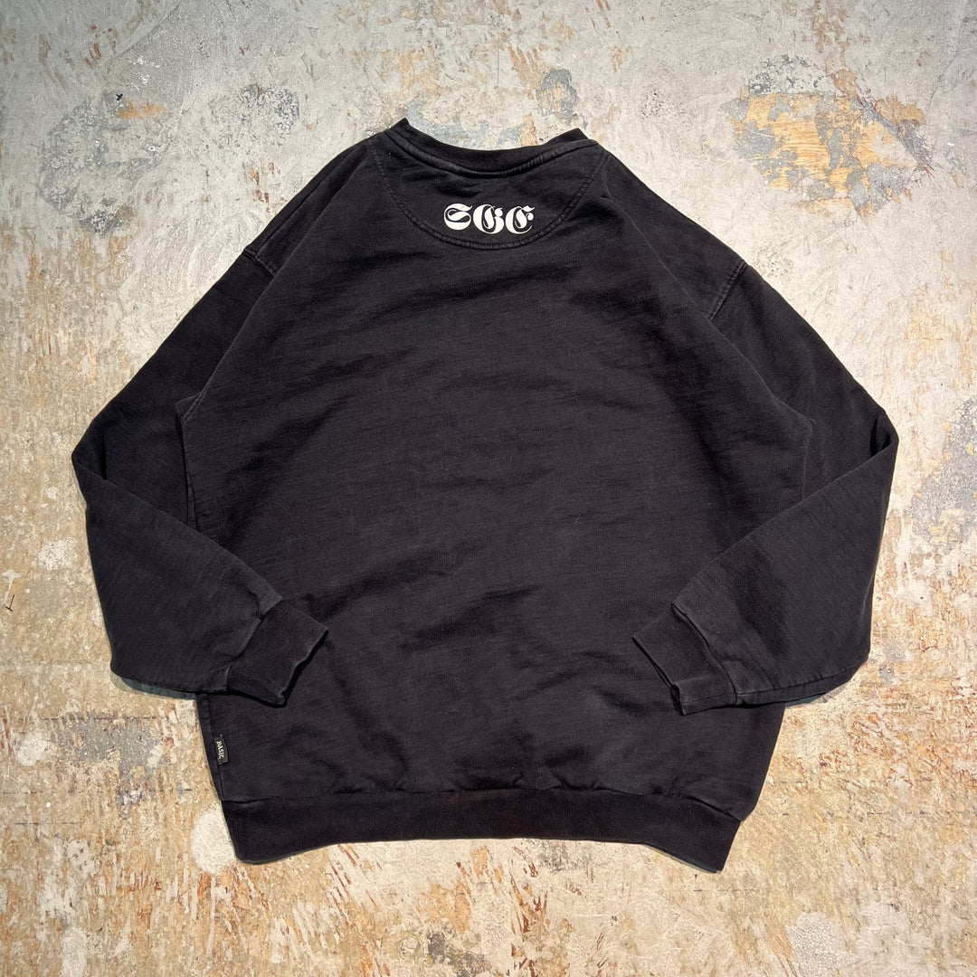 #3908 古着 CANDA/Crew Neck Print Sweat Shirt/クルーネックプリントスウェット/オールドイングリッシュ/サイズL