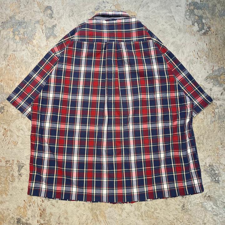 古着 TOMMY HILFIGER/ トミーヒルフィガー/ ボタンダウン半袖シャツ/ チェック柄/ リメイク/サイズL