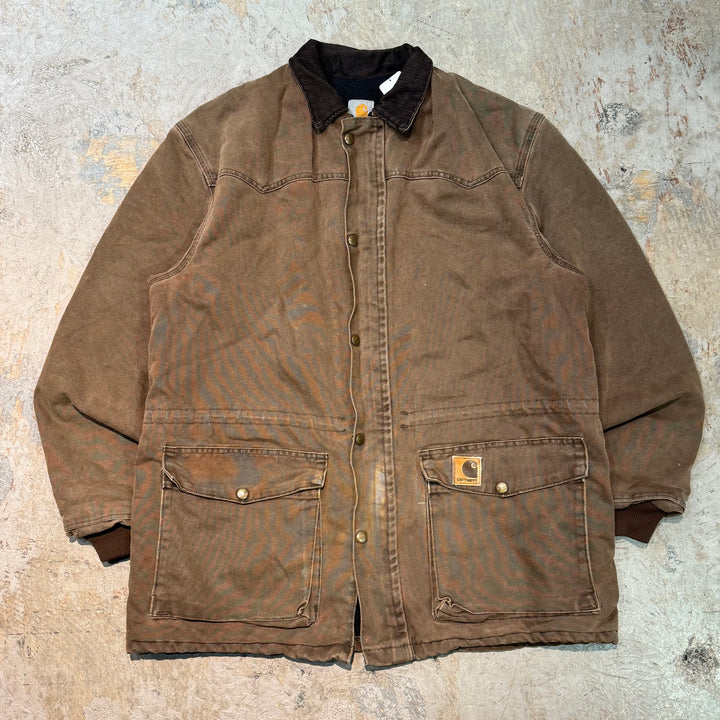 중고 의류 Carhartt/ Choa 코트/ 오리 직물/ 코듀로이 칼라/ 안감 담요/ 크기 3xl에 해당합니다.
