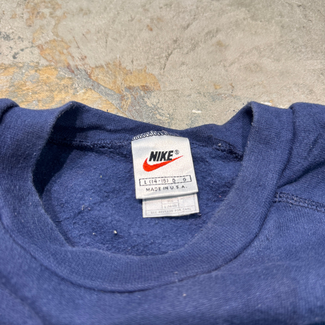 古着 USA製 90's NIKE/ ナイキ/ クルーネックスウェット/ ワンポイント刺繍/ サイズL