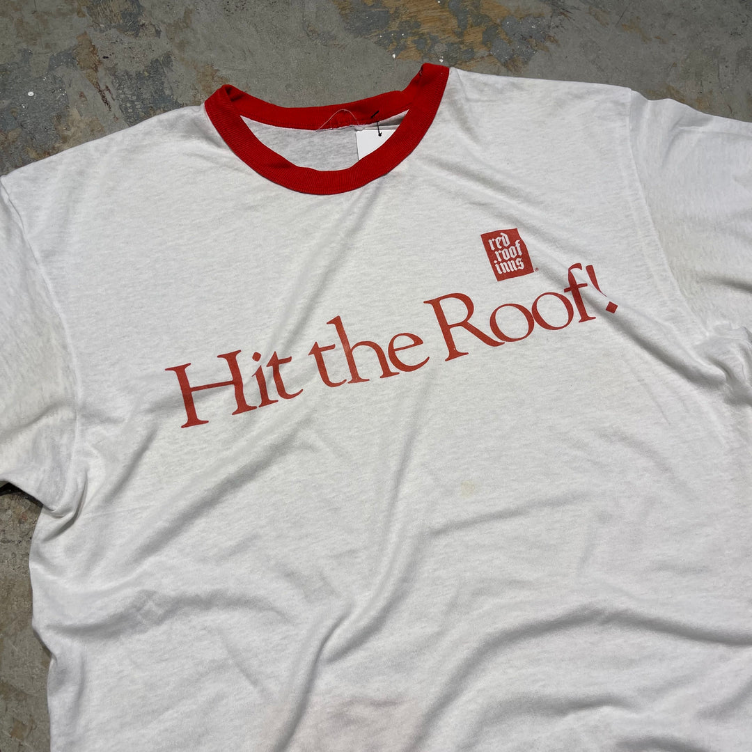 #4490 古着 ~90's Vintage/short sleeve Ringer t-shirt Tee/半袖リンガーTシャツ/hit the roof!/企業系/サイズXL相当