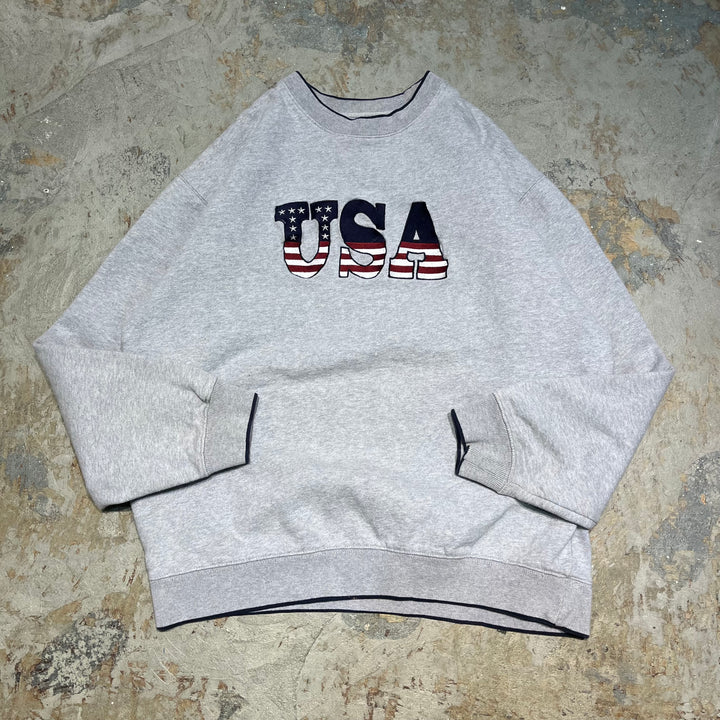 #4081 古着 Unknow/Crew neck Print Sweat/クルーネックスウェット/刺繍ロゴ/USA/サイズM