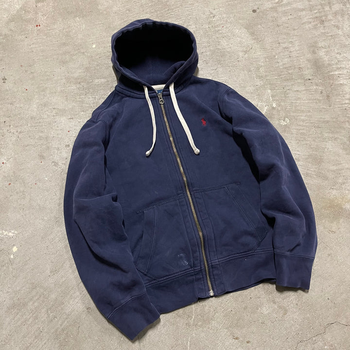 #3829 古着 POLO Ralph Lauren/ポロラルフローレン/Zip Up Hoody / ジップパーカー / フード裏地サーマル/reverse weaveタイプ/サイズM