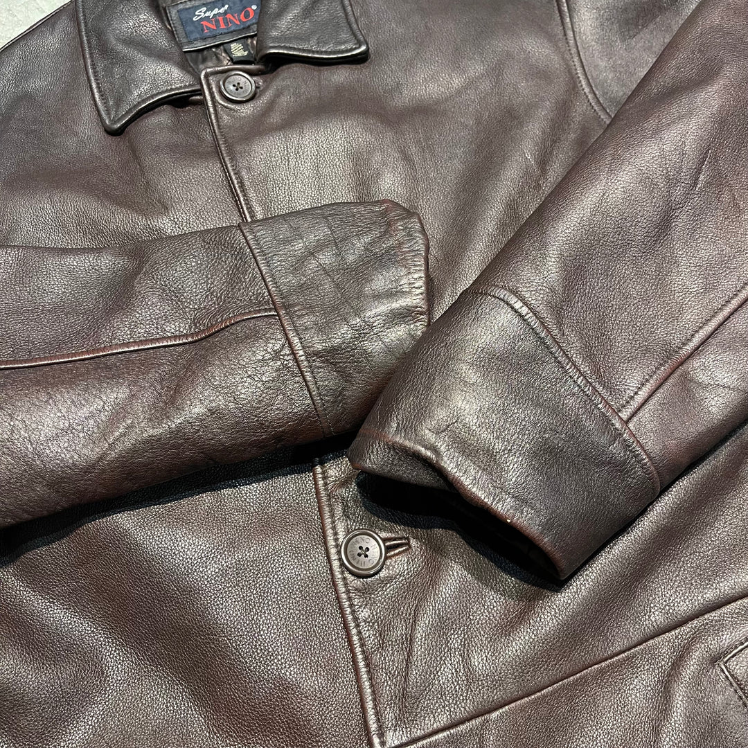 #3727 古着 Unknow/Leather Half Coat/レザーハーフコート/サイズXL