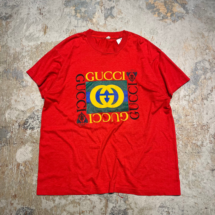 古着 80's USA製 スクリーン スターズ / GUCCI boot leg /ヴィンテージ シングルステッチ プリントTシャツ/サイズxl