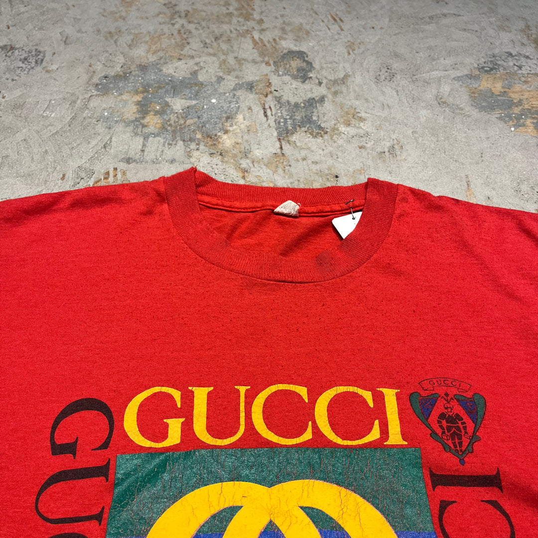 古着 80's USA製 スクリーン スターズ / GUCCI boot leg /ヴィンテージ シングルステッチ プリントTシャツ/サイズxl