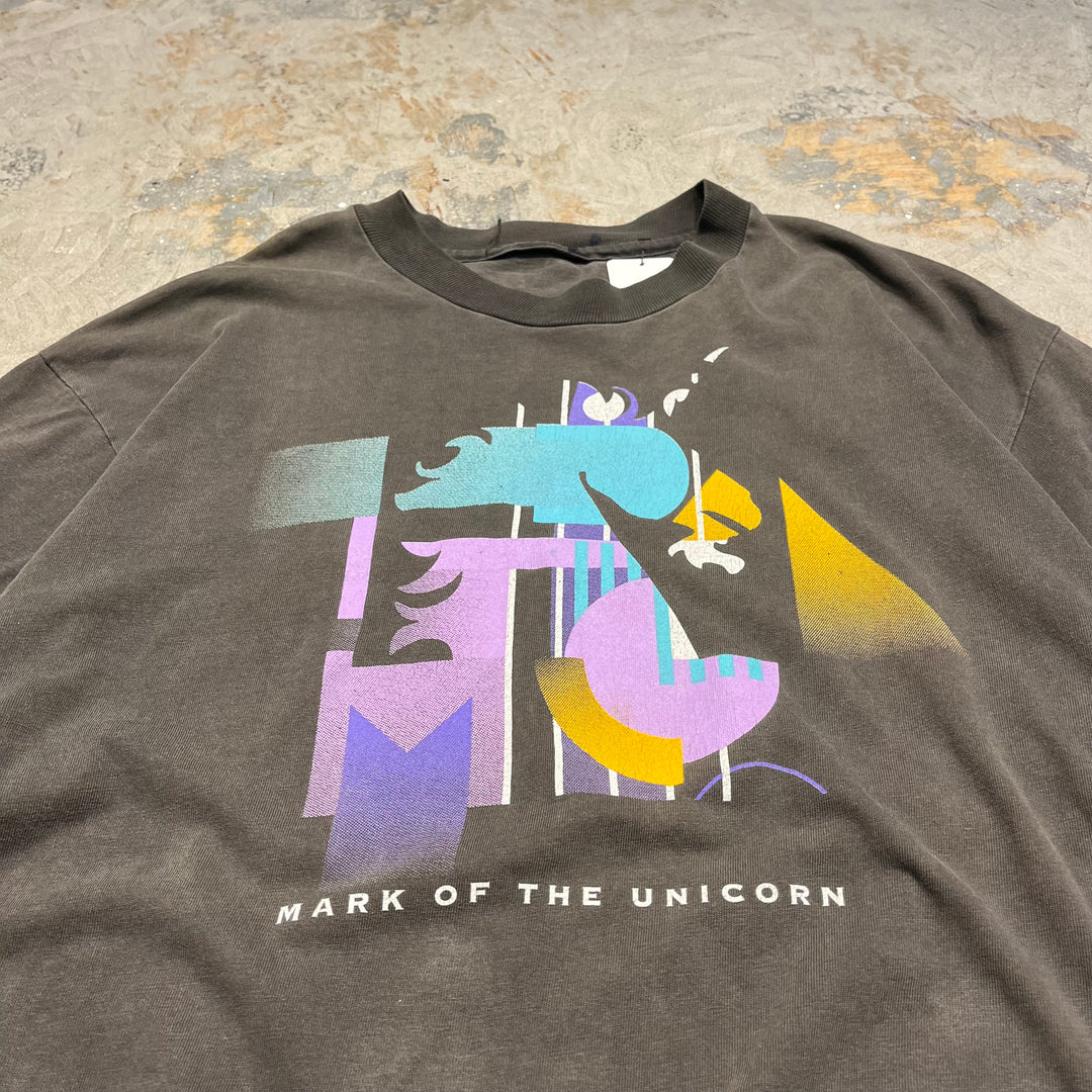 古着 MARK OF THE UNICORN/アート系/ヴィンテージ シングルステッチ プリントTシャツ/サイズL-XL相当