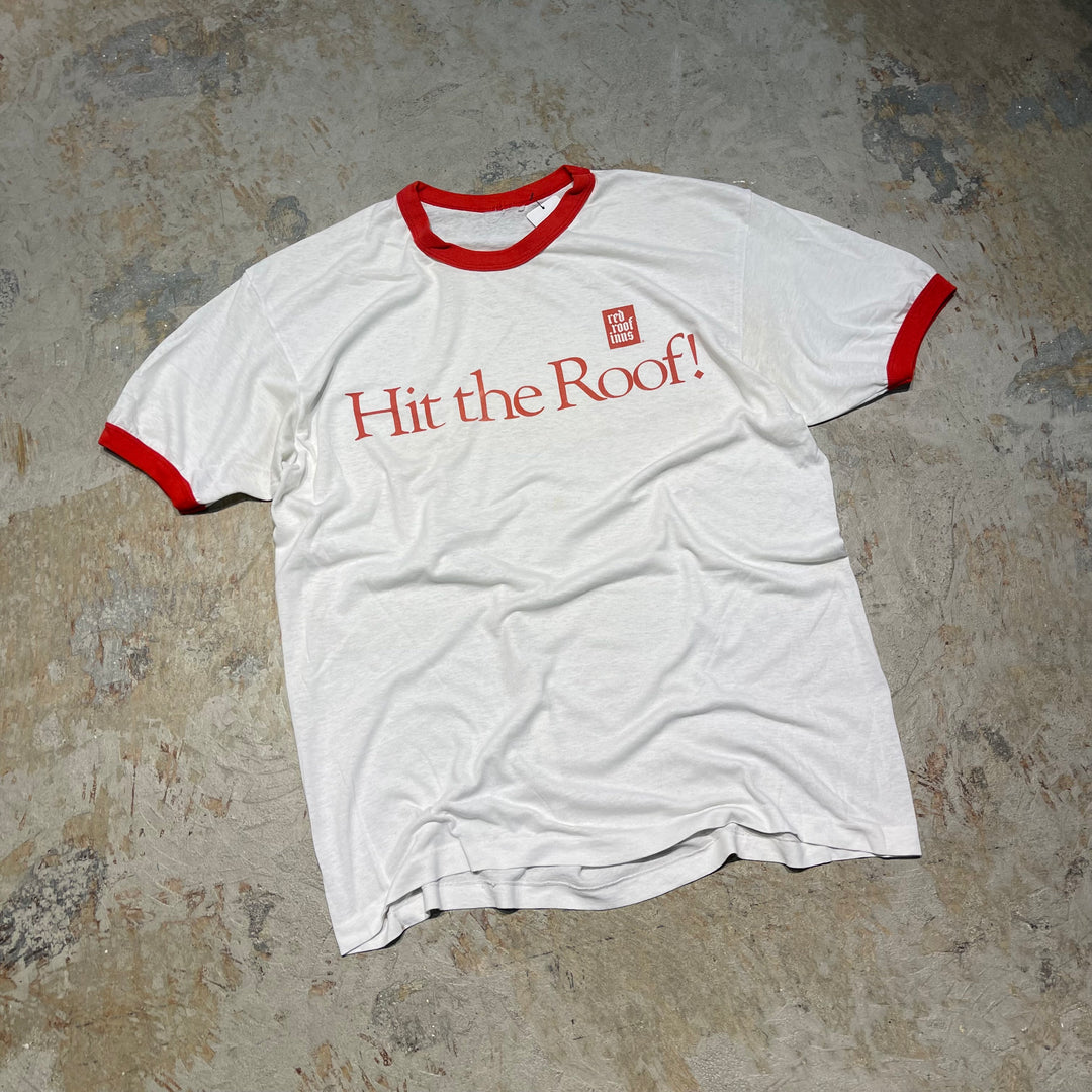 #4470 古着 90's Vintage/short sleeve Print Ringr t-shirt Tee/半袖プリントリンガーTシャツ/サイズL-XL相当