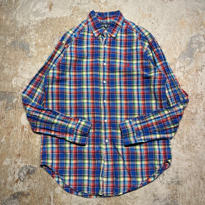 #4416 古着 Ralph Lauren/ラルフローレン/Long Sleeve Button Down Shirt/長袖ボタンダウンシャツ/チェック柄/CLASSIC FIT/サイズM