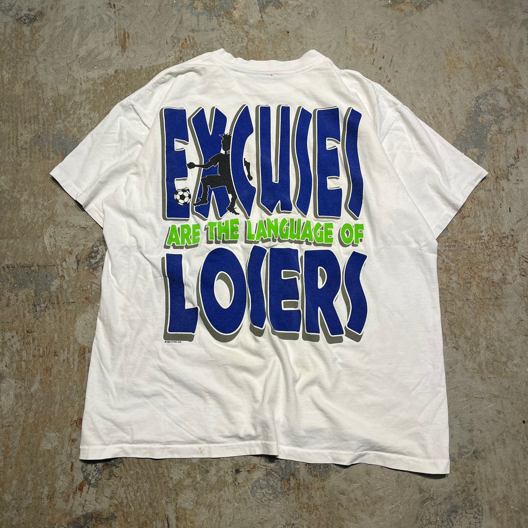 古着 NOEXCUSESだけが勝つ/ヴィンテージ シングルステッチ プリントTシャツ/サイズL-XL相当