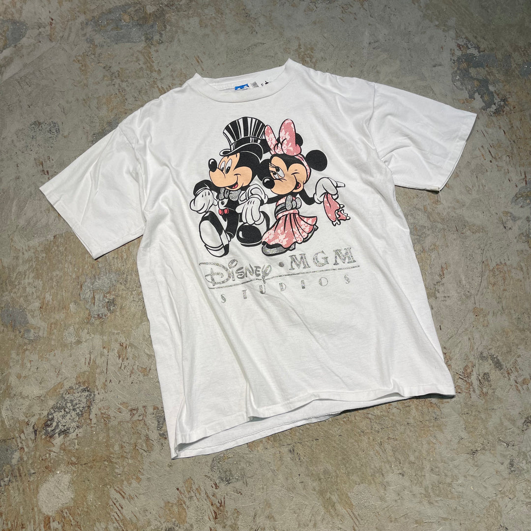 #4590 古着 Disney/ディズニー/short sleeve print t-shirt Tee/半袖プリントTシャツ/シングルステッチ/USA製/ミッキー、ミニープリント/サイズXL