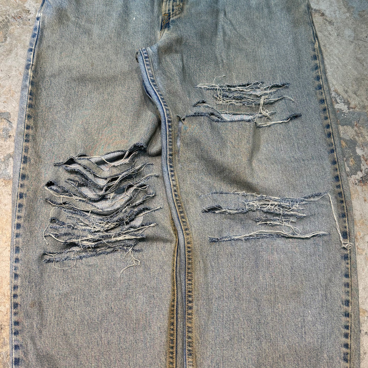 二手衣服Levis 560咖啡染料 /咖啡染料 /損壞牛仔布 /損壞牛仔布 /實際尺寸35 x 31