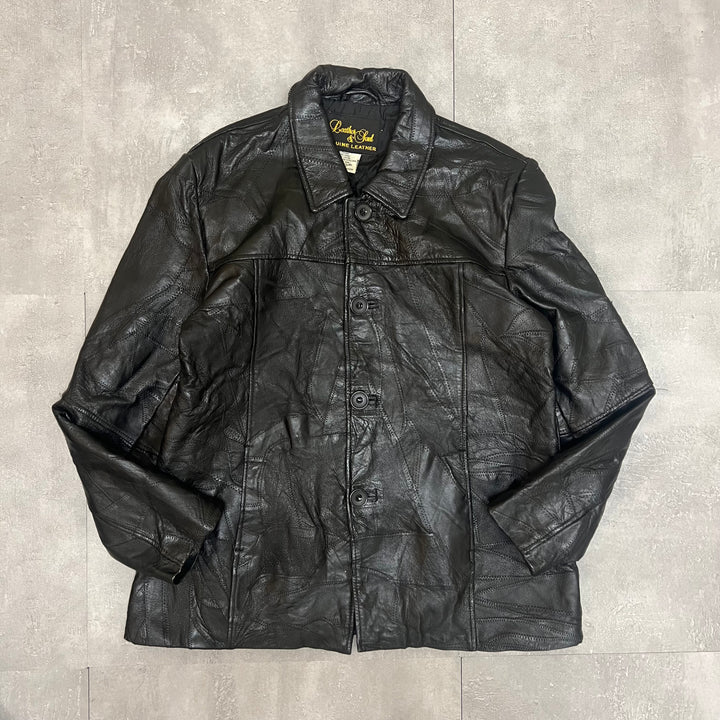 #1875 Unknow 古着/Leather jacket/フロントボタンレザージャケット/サイズXL