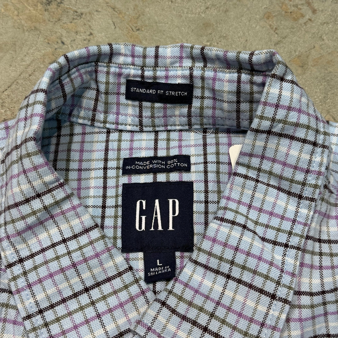 古着  GAP/ギャップ/ ボタンダウン長袖シャツ/ チェック柄/ リメイク/ サイズL