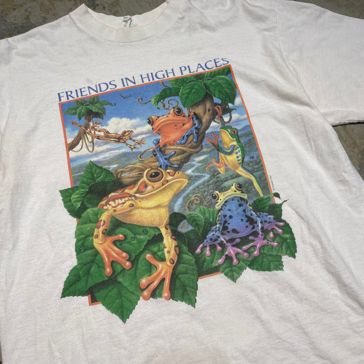 古着 USA製 90's テネシー リバー / 大判プリント / かえる / ヴィンテージ シングルステッチ プリントTシャツ / サイズL