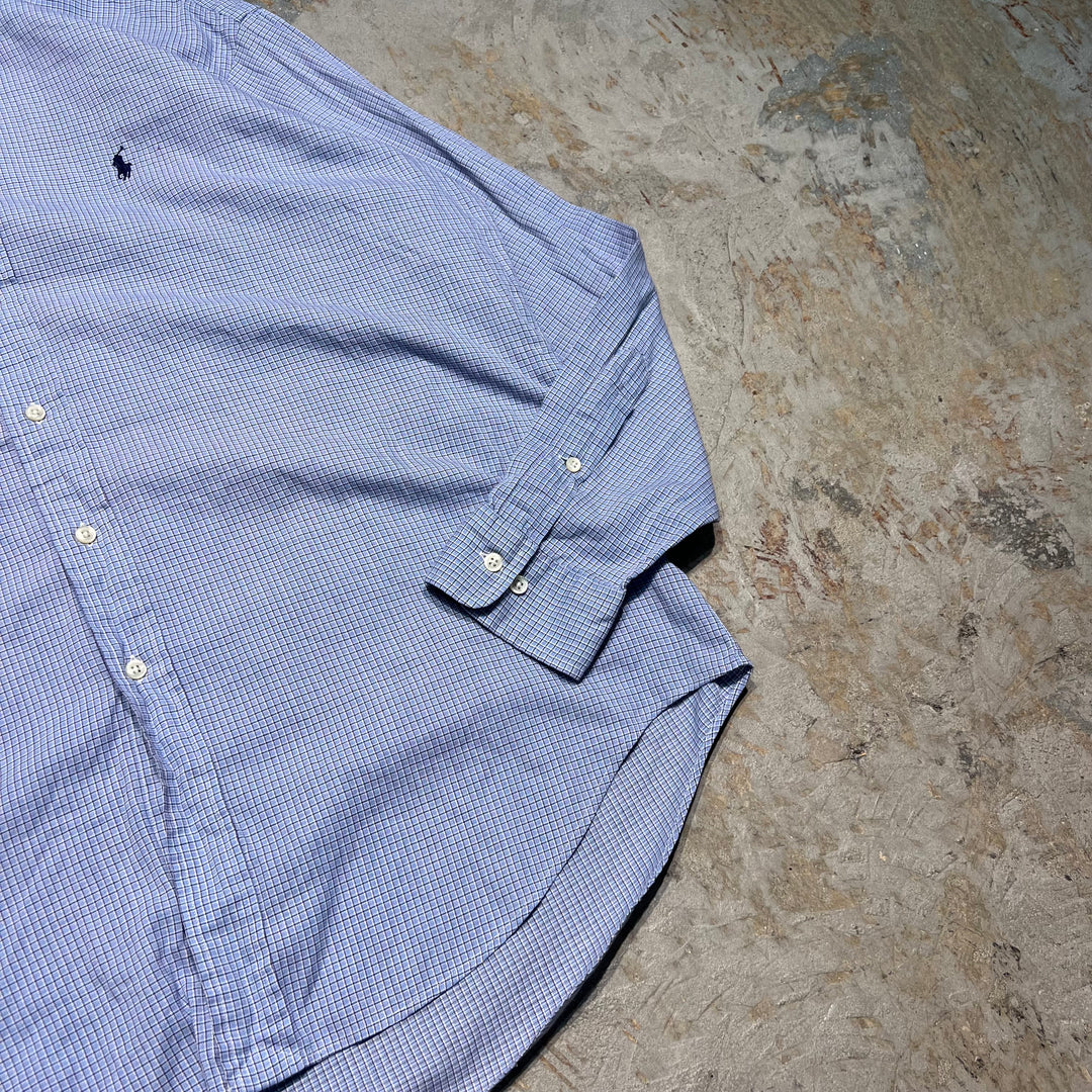 #4402 古着 Ralph Lauren/ラルフローレン/Long Sleeve Button Down Shirt/長袖ボタンダウンシャツ/チェック柄/YARMOUTH/サイズ16 1/2 34/35