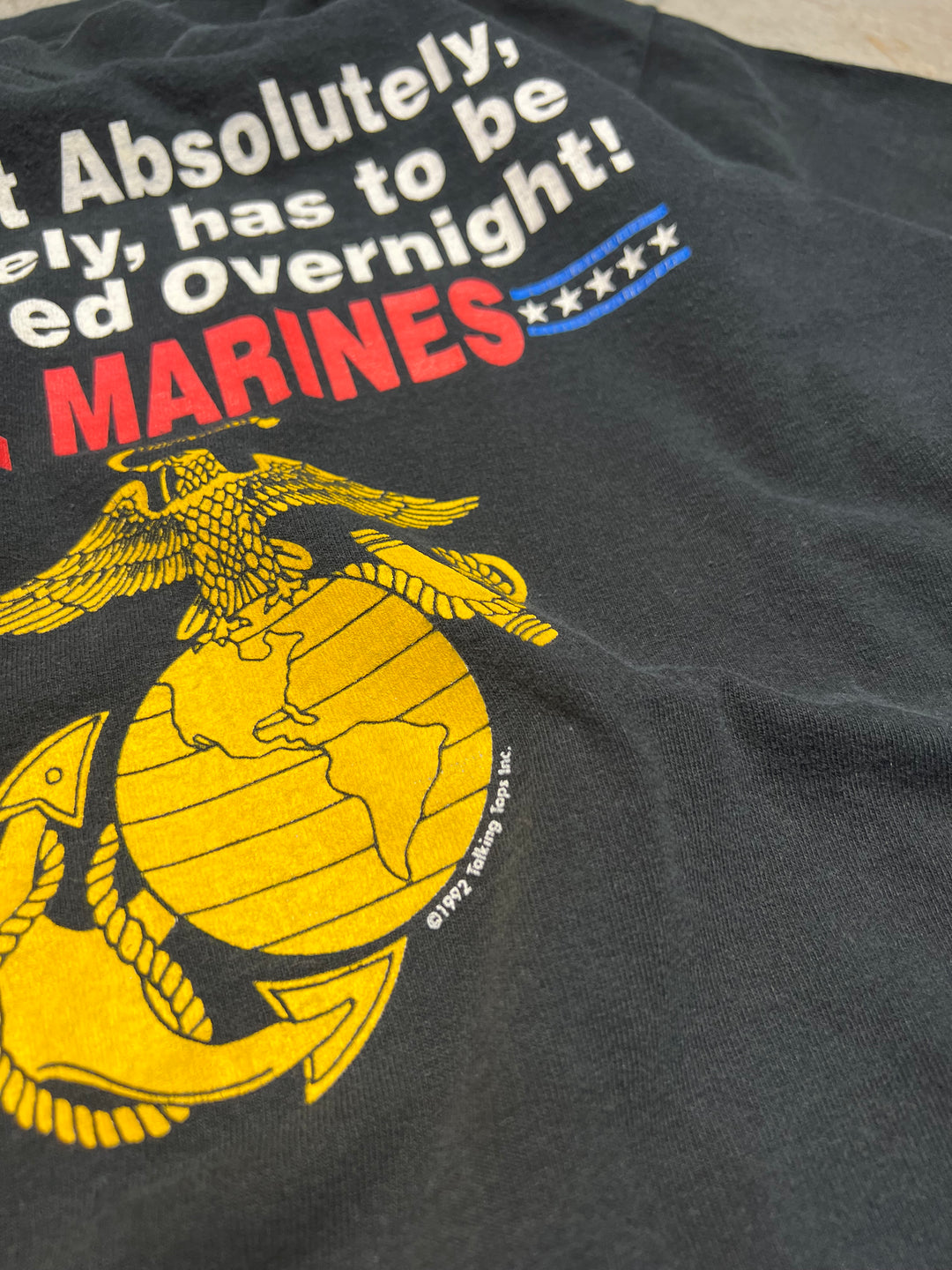 #4538 古着 92's FRUIT OF THE LOOM/フルーツオブザルーム/U.S.MARINES/海兵隊/short sleeve print t-shirt Tee/半袖プリントTシャツ/シングルステッチ/サイズM