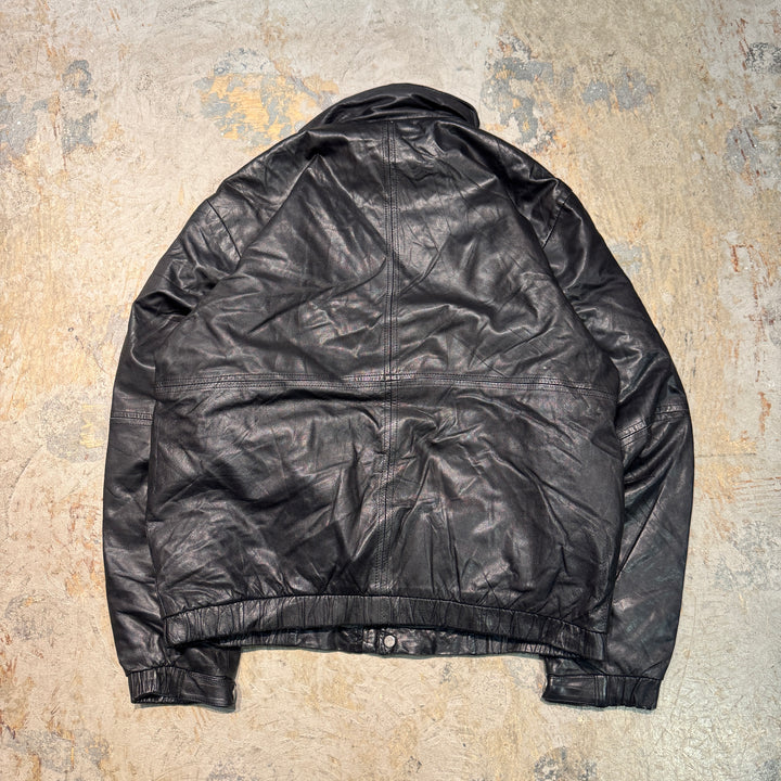 古着 80's EddieBauer/エディーバウアー/本革ジップアップレザージャケット/中綿/サイズM
