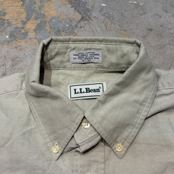 古着 USA製 90's L.L.Bean/エルエルビーン/無地/長袖シャツ/サイズL相当