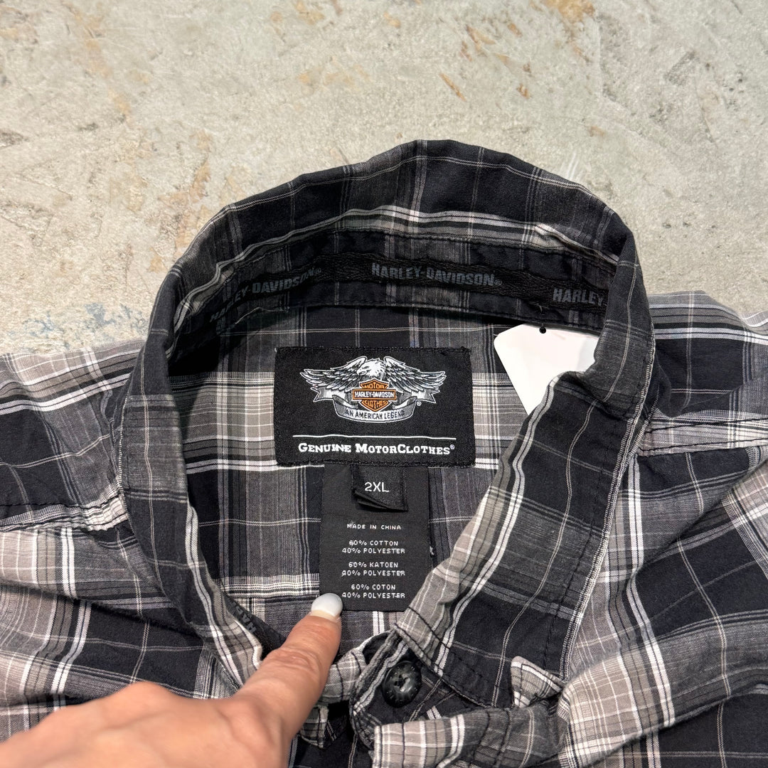 旧衣服Harley-Davldson/哈雷戴维森/扣式短袖衬衫/尺寸2xl