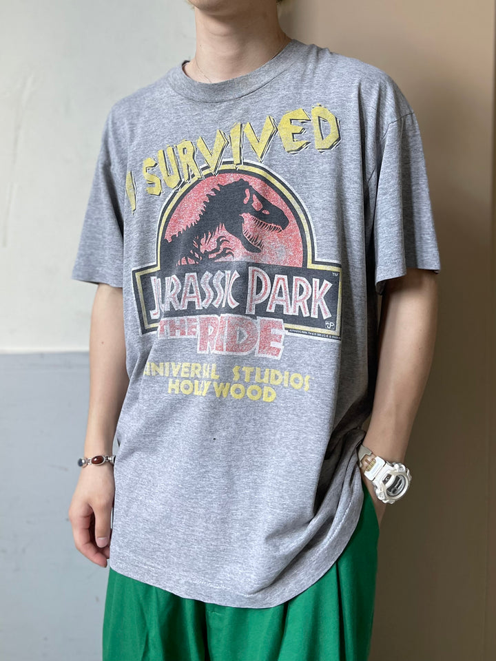 #4688 古着 ユニバーサルスタジオ  ハリウッド JURASSIC PARK ジュラシックパーク/ヴィンテージ シングルステッチ Tシャツ /サイズL