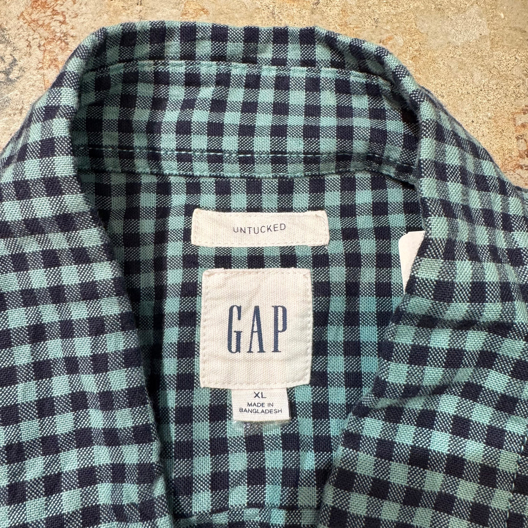 古着  GAP/ ギャップ/ ボタンダウン長袖シャツ/ チェック柄/ リメイク/ サイズXL