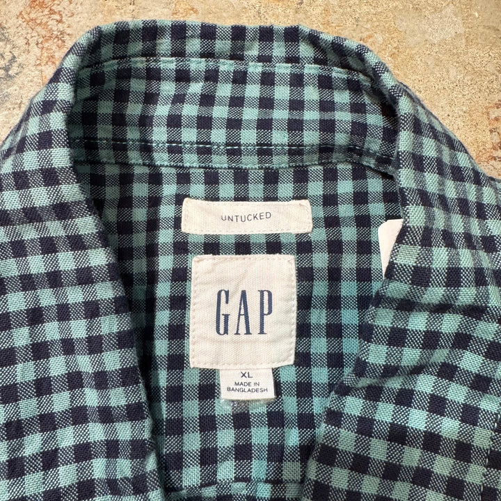 古着  GAP/ ギャップ/ ボタンダウン長袖シャツ/ チェック柄/ リメイク/ サイズXL