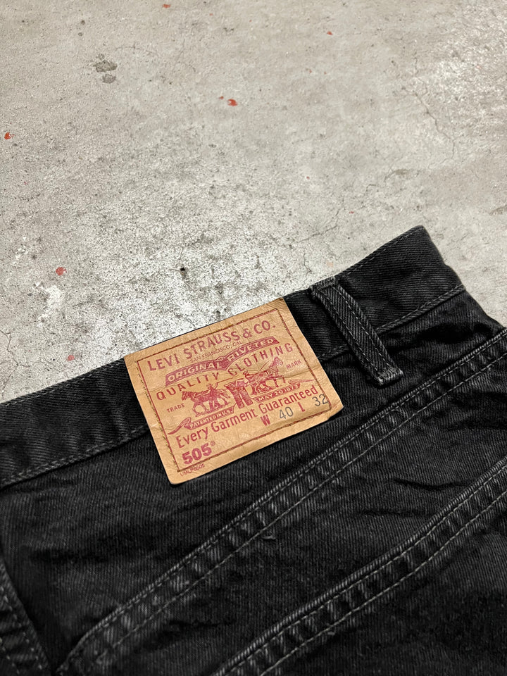 #MA25 古着 99's Levi's/リーバイス/Black Denim Pants/ブラックデニムパンツ/505/MADE IN CANADA/実寸サイズ35×27