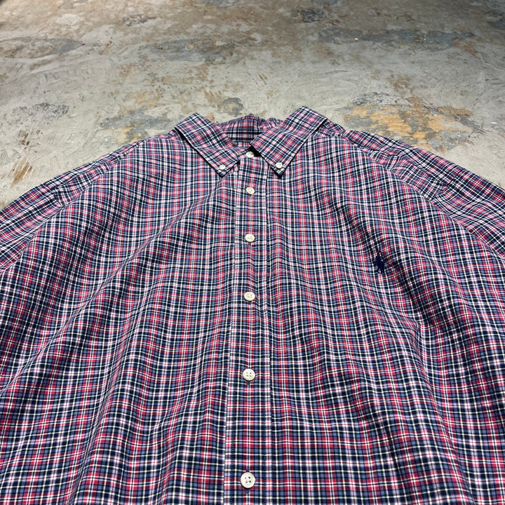 #4407 古着 Ralph Lauren/ラルフローレン/Long Sleeve Button Down Shirt/長袖ボタンダウンシャツ/STRETCH/ストレッチ/チェック柄/サイズ 2XL