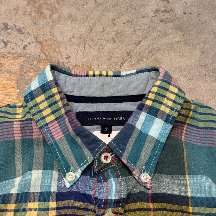 旧衣服TOMMY HILFIGER/汤米希尔费格/扣式短袖衬衫/格子图案/尺寸S