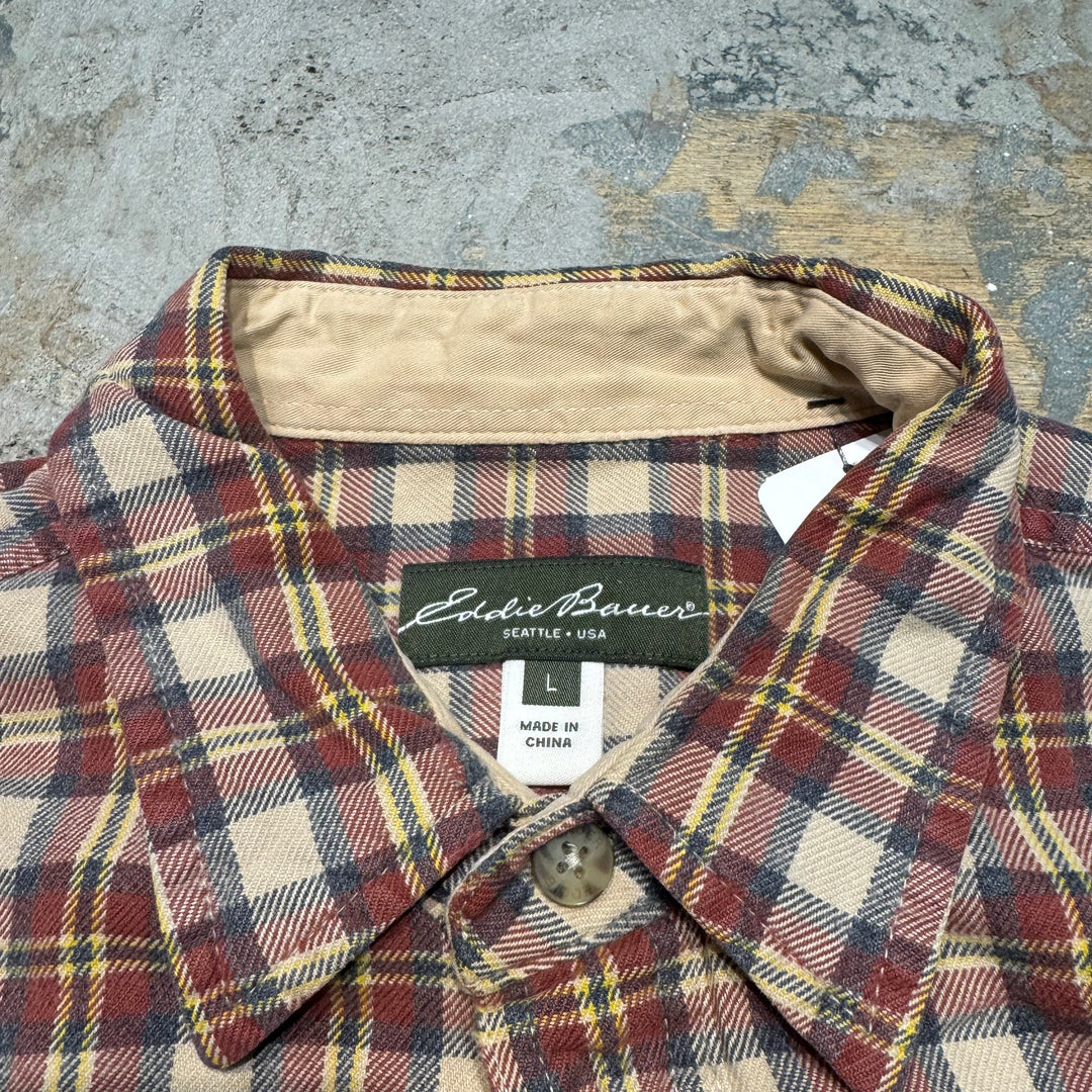 古着 eddie bauer/エディーバウアー/ 長袖短丈リメイクシャツ/ チェック柄/ サイズL