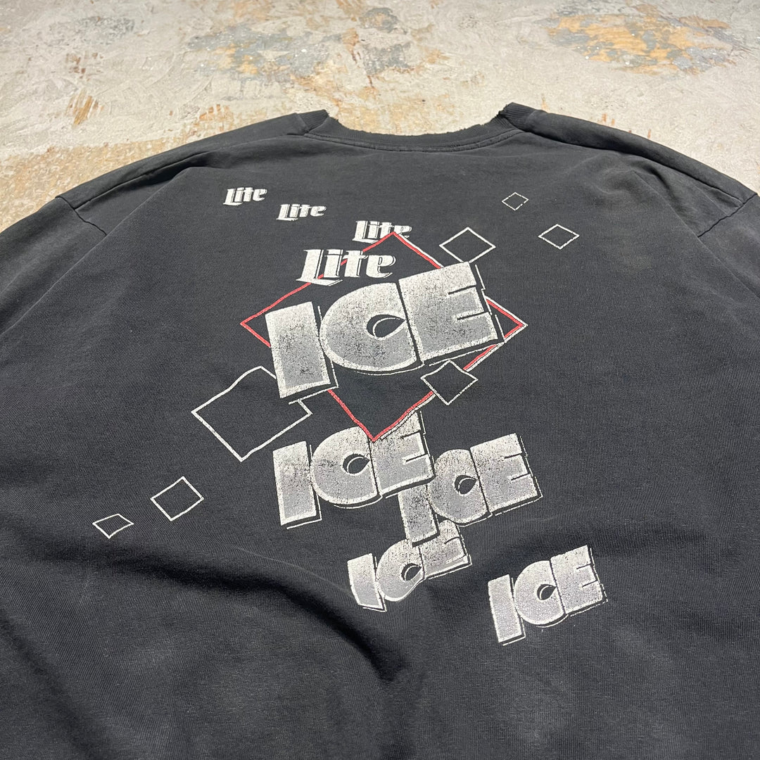 古着 miller/lite ice beer/ビール/企業系/ヴィンテージ シングルステッチ プリント Tシャツ/サイズXL-2XL相当